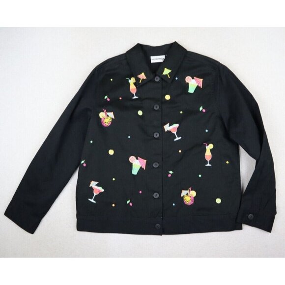 BRECKENRIDGE - WOMEN'S BLACK COCKTAIL MARGARITA DRINK EMBROIDERED JACKET - S - Picture 1 of 9